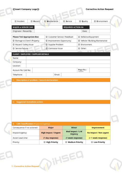 Form - Corrective Action Request