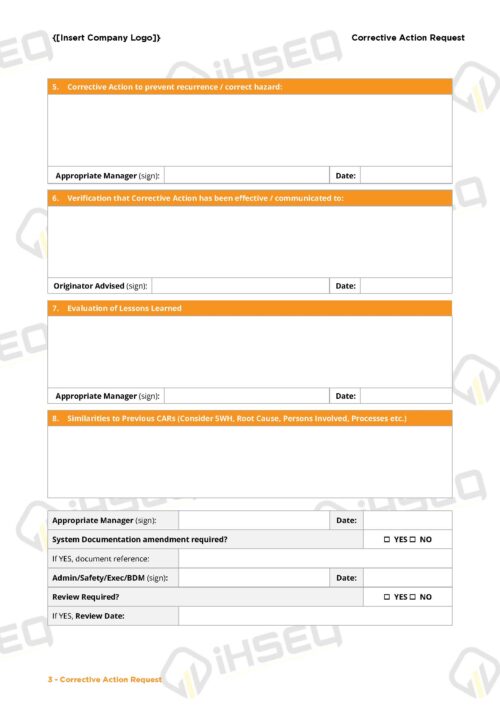 Form - Corrective Action Request