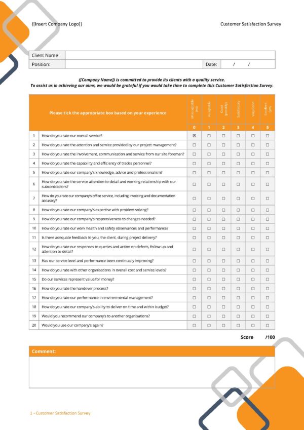 Form - Customer Satisfaction Survey