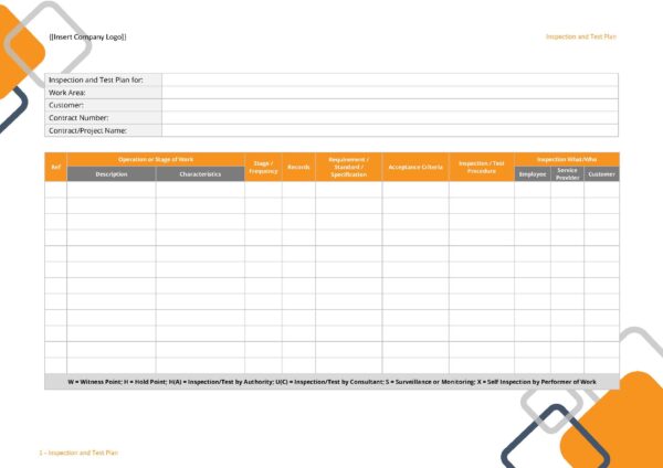 Form - Inspection and Test Plan