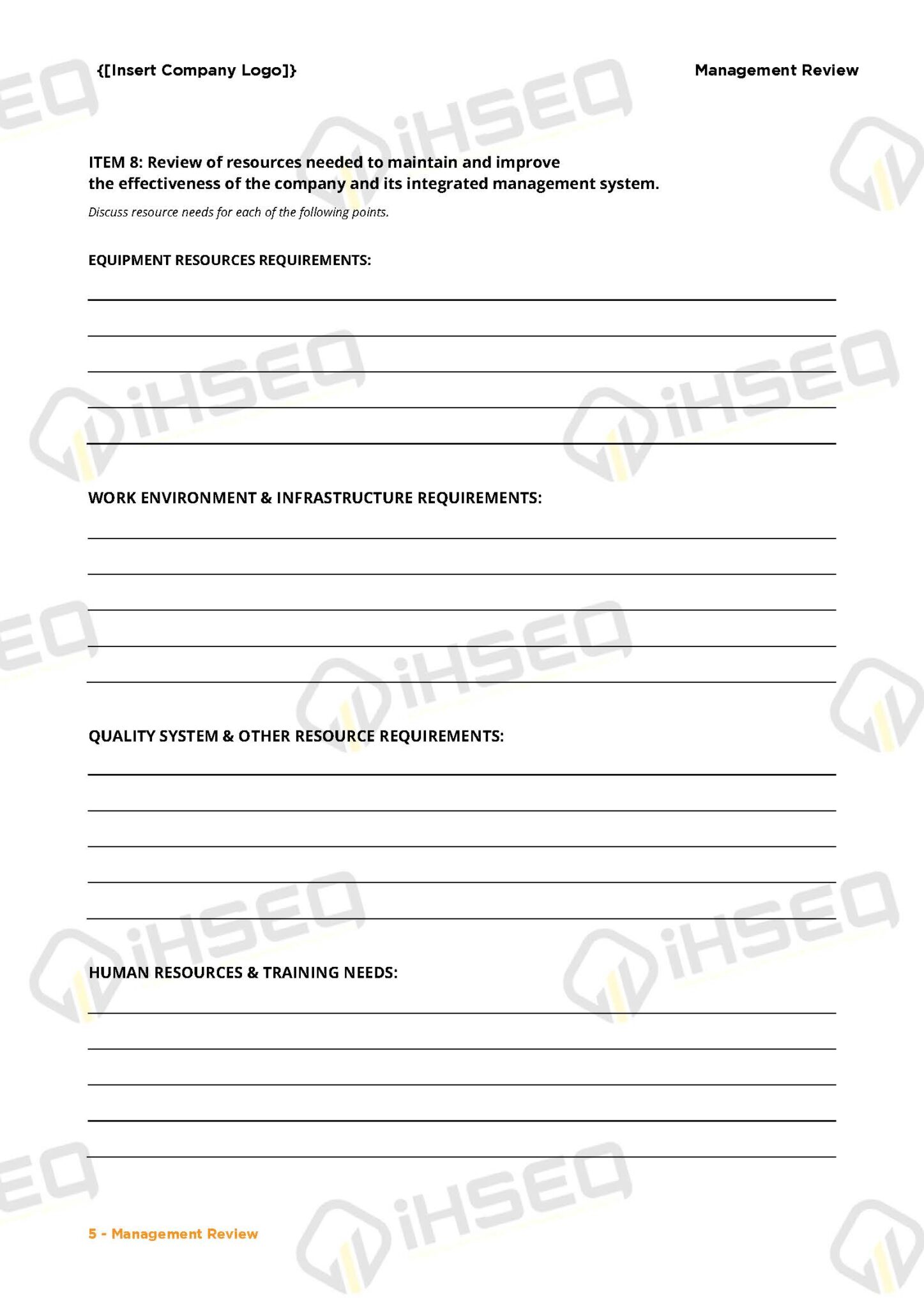 Form - Management Review | IHSEQ