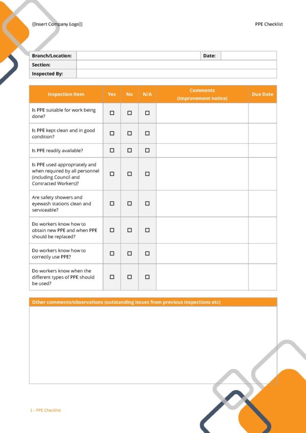 Form - PPE Checklist