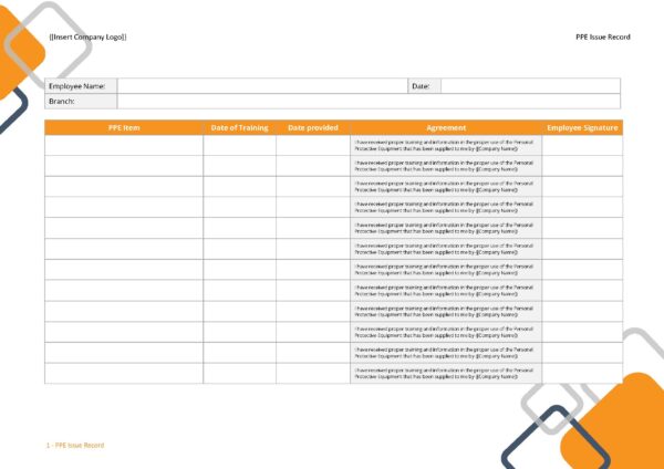 Form - PPE Issue Record