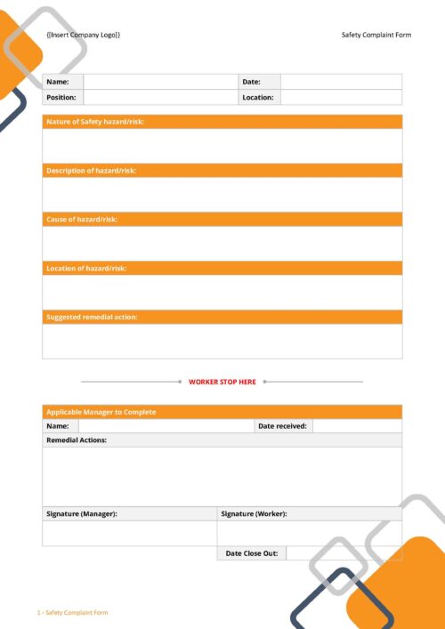 Form - Safety Complaint Form