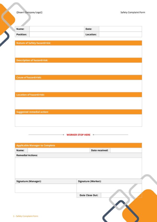 Form - Safety Complaint Form