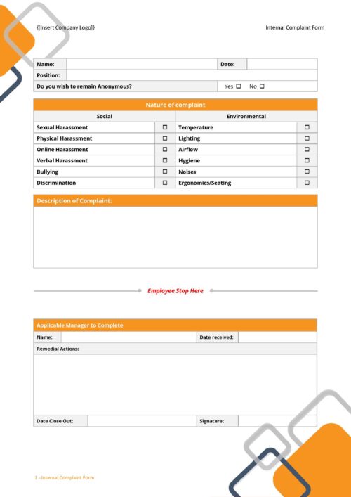 Form - Internal Complaint