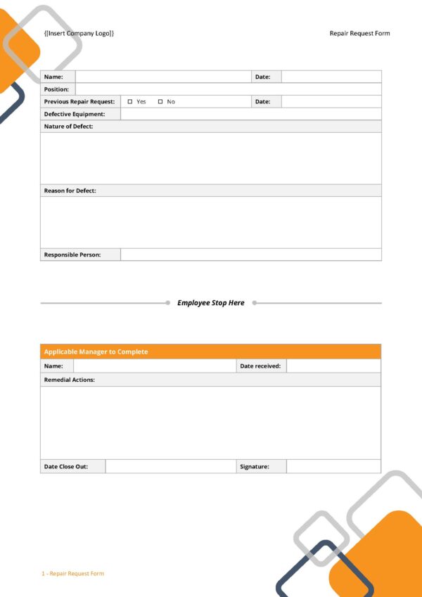 Form - Repair Request Form