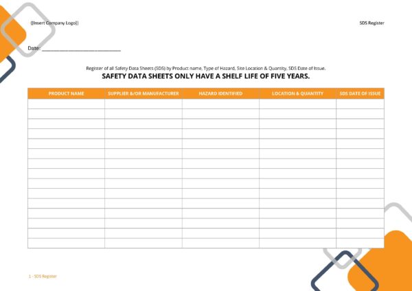 Form - SDS Register