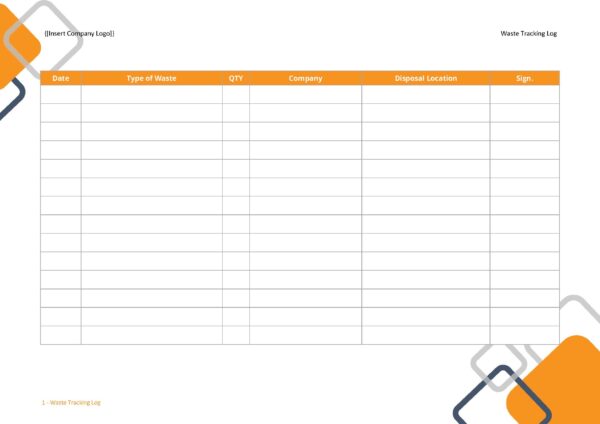 Form - Waste Tracking Log