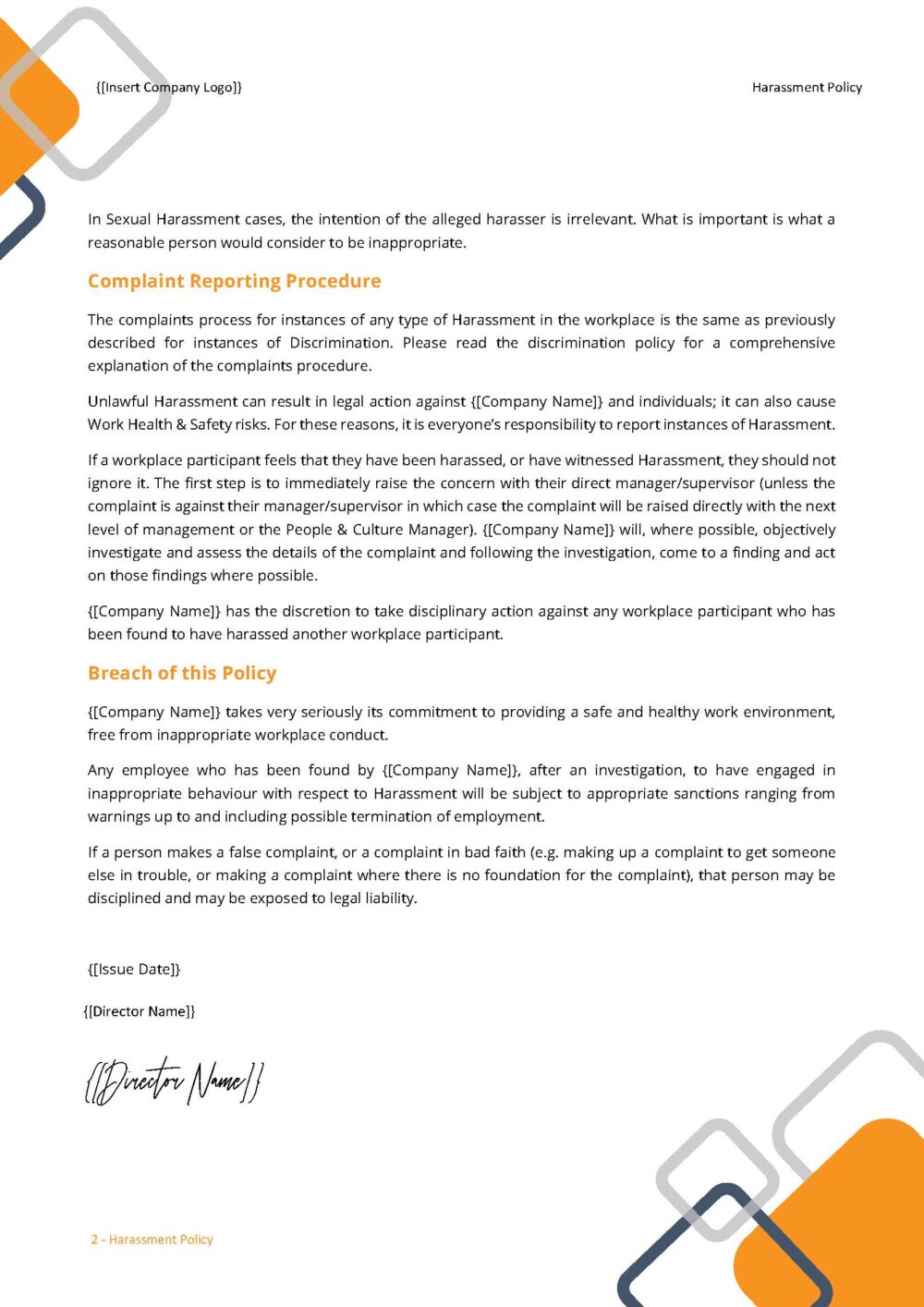 Policy - Harassment Policy | IHSEQ